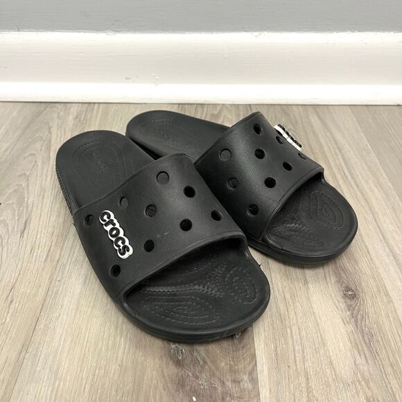 Crocs Slide Sandals Women’s 8 Iconic Comfort Black Classic Slip On - Picture 1 of 5